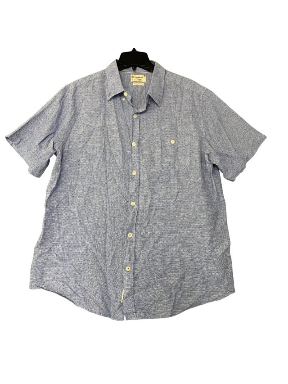 NWOT Weatherproof Vintage Men's XL Blue Washable Linen Blend Button-Down Shirt